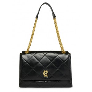 Holland Cooper Milan Midi Shoulder Bag - Black Leather
