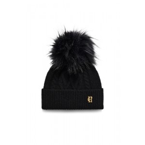 Holland Cooper Sloane Cable Bobble Hat - Black