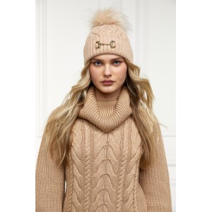 Holland Cooper Horsebit Bobble Hat - Camel