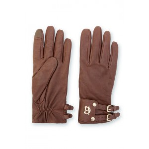 Holland Cooper Monogram Leather Gloves - Tan Leather