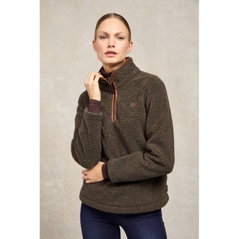 Country Fleece Quarter Zip - Khaki Borg