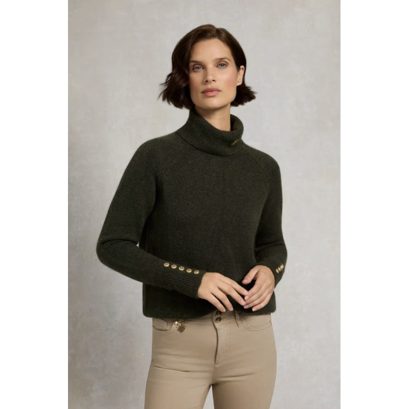 Tori Roll Neck Knit - Forest Green