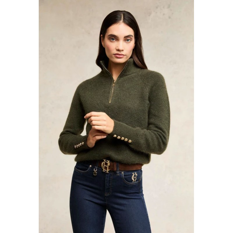 Tori Quarter Zip Knit - Forest Green