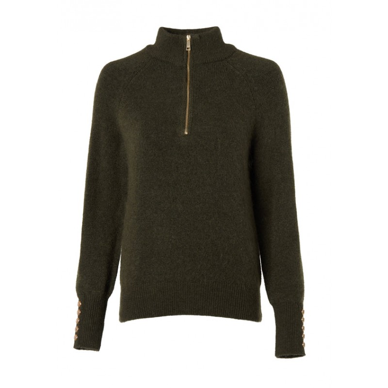 Tori Quarter Zip Knit - Forest Green