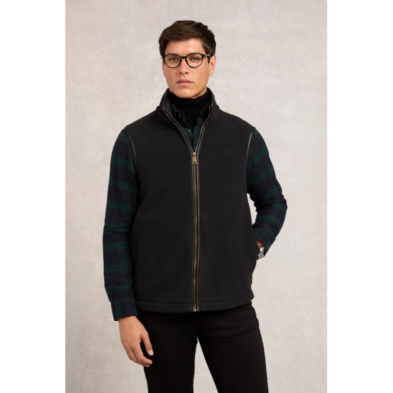 Mens Country Fleece Gilet - Black Textile