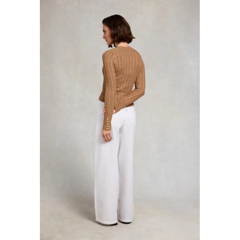Seattle Cable Crew Knit - Dark Camel Textile