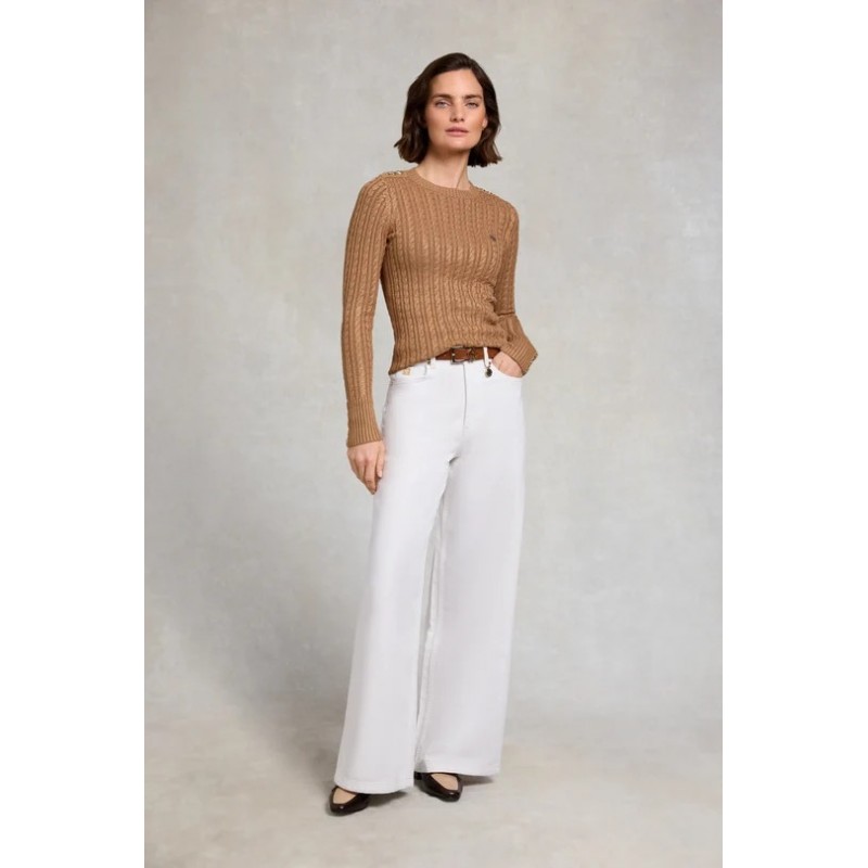 Seattle Cable Crew Knit - Dark Camel Textile