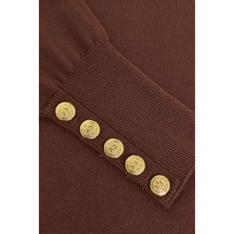 Buttoned Knit Roll Neck - Walnut