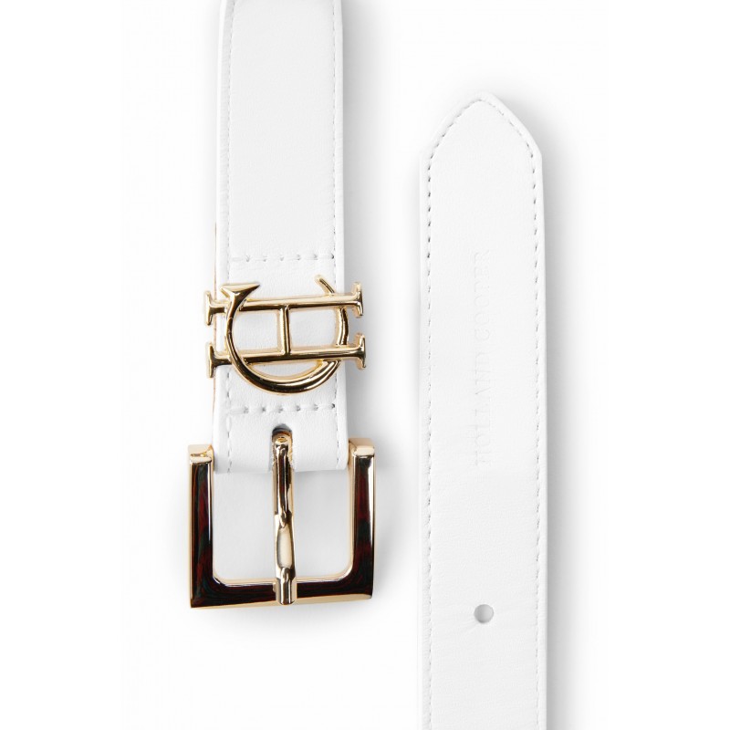 HC Slim Logo Belt - White Leather