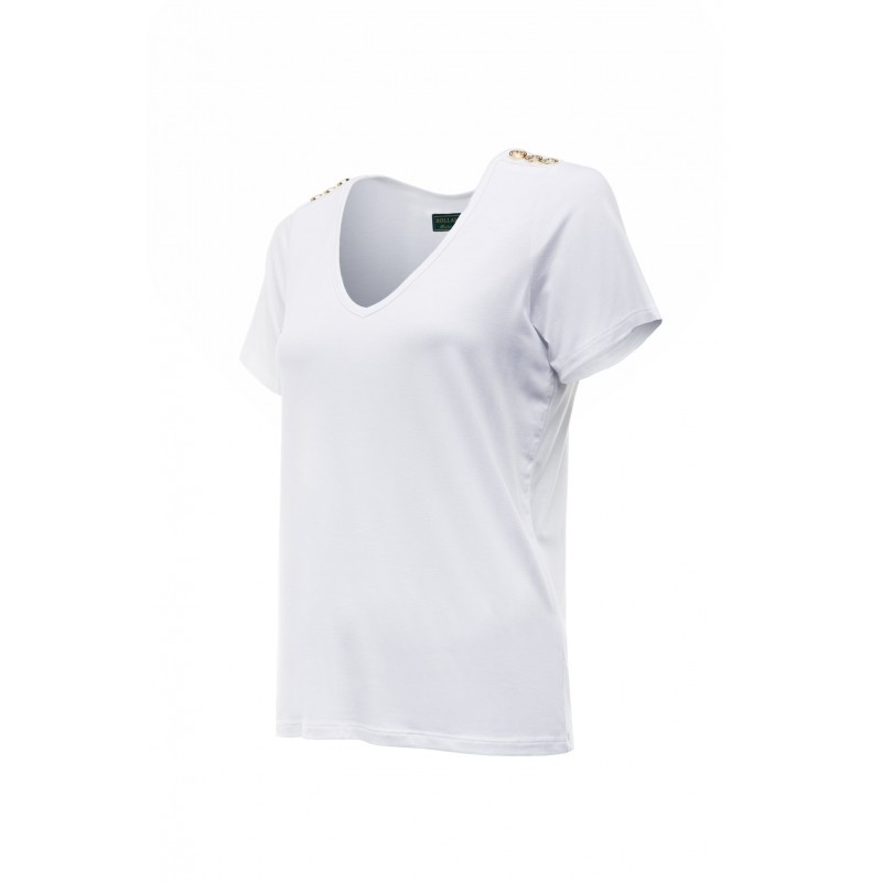 Relax Fit Vee Neck Tee - White