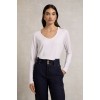 Long Sleeve Vee Neck Tee - White