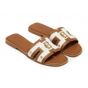 Holland Cooper Monogram Slides - Tan Canvas