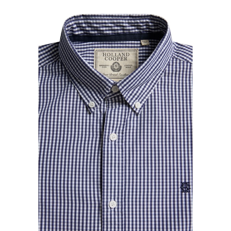 Slim Fit Button Down Shirt - Navy Gingham