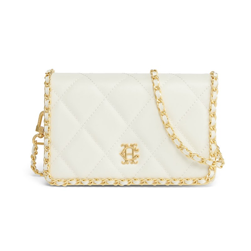 Quilted Chain Crossbody Bag - Cream