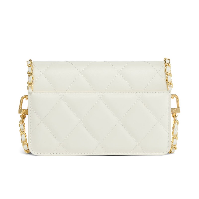 Quilted Chain Crossbody Bag - Cream