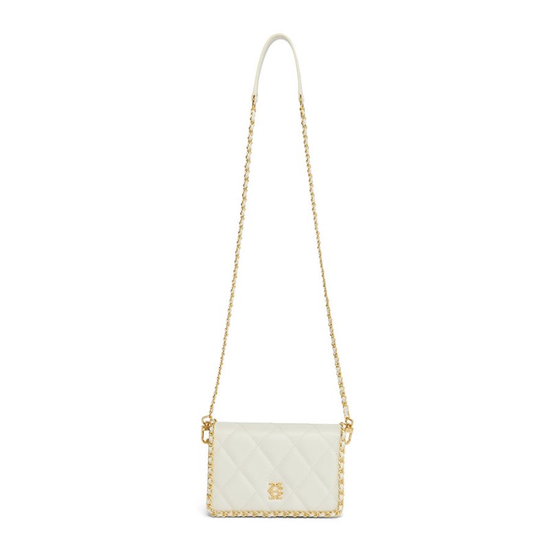 Quilted Chain Crossbody Bag - Cream