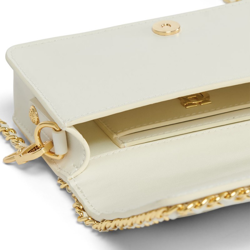 Quilted Chain Crossbody Bag - Cream
