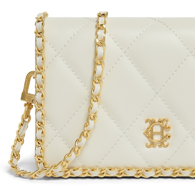 Quilted Chain Crossbody Bag - Cream