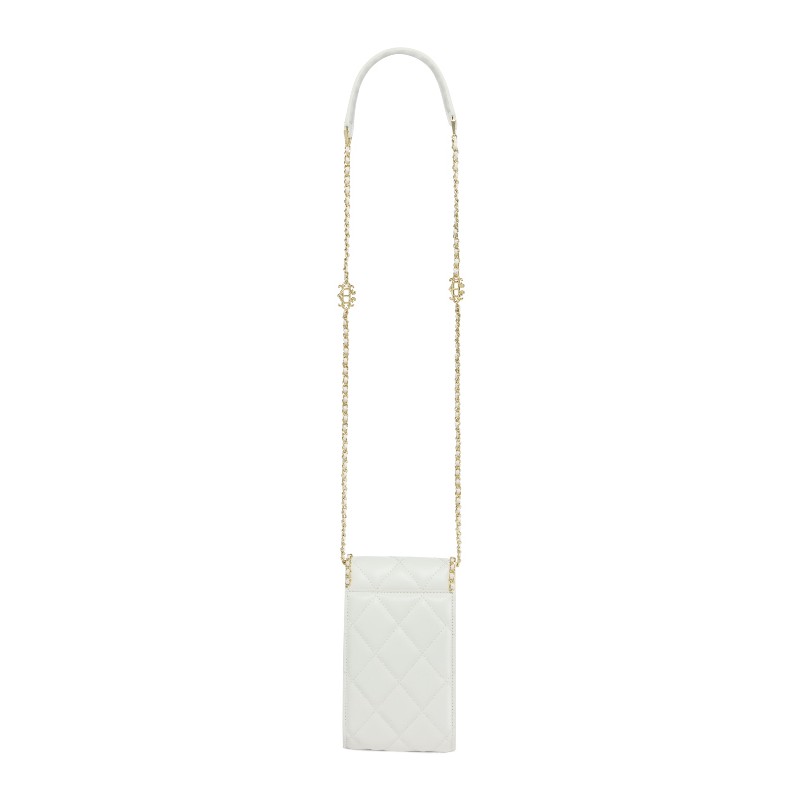 Quilted Chain Crossbody Pouch - Cream Leather