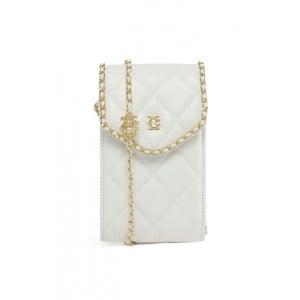 Holland Cooper Quilted Chain Crossbody Pouch - Cream Leather