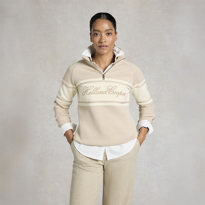 Signature Quarter Zip Sweat - Stone