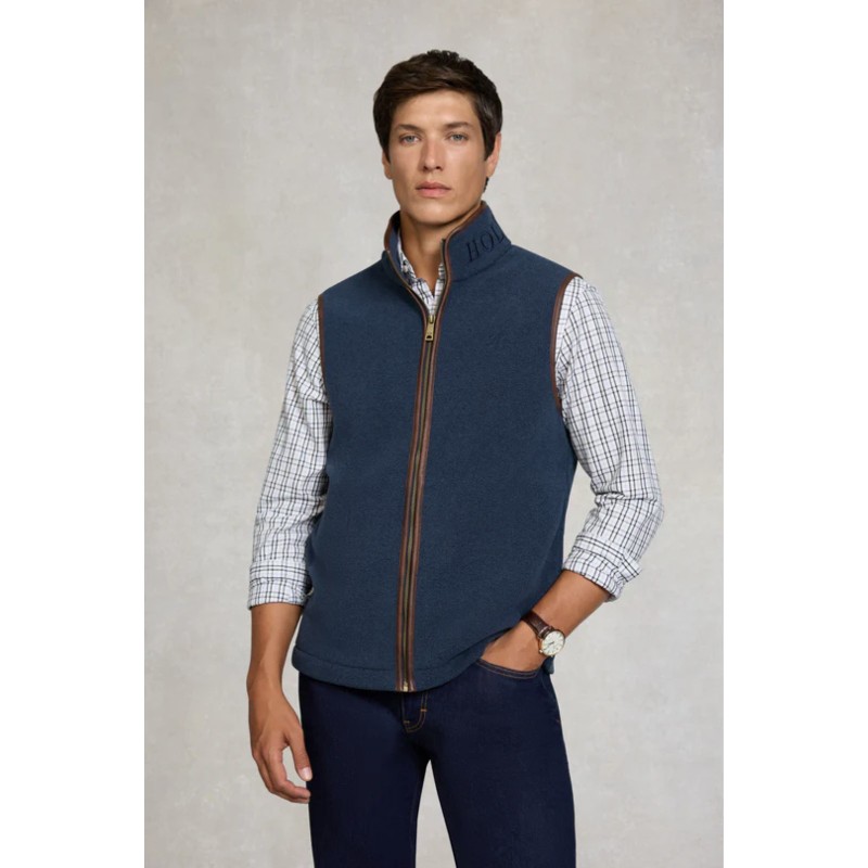 Mens Country Fleece Gilet - Dusty Blue