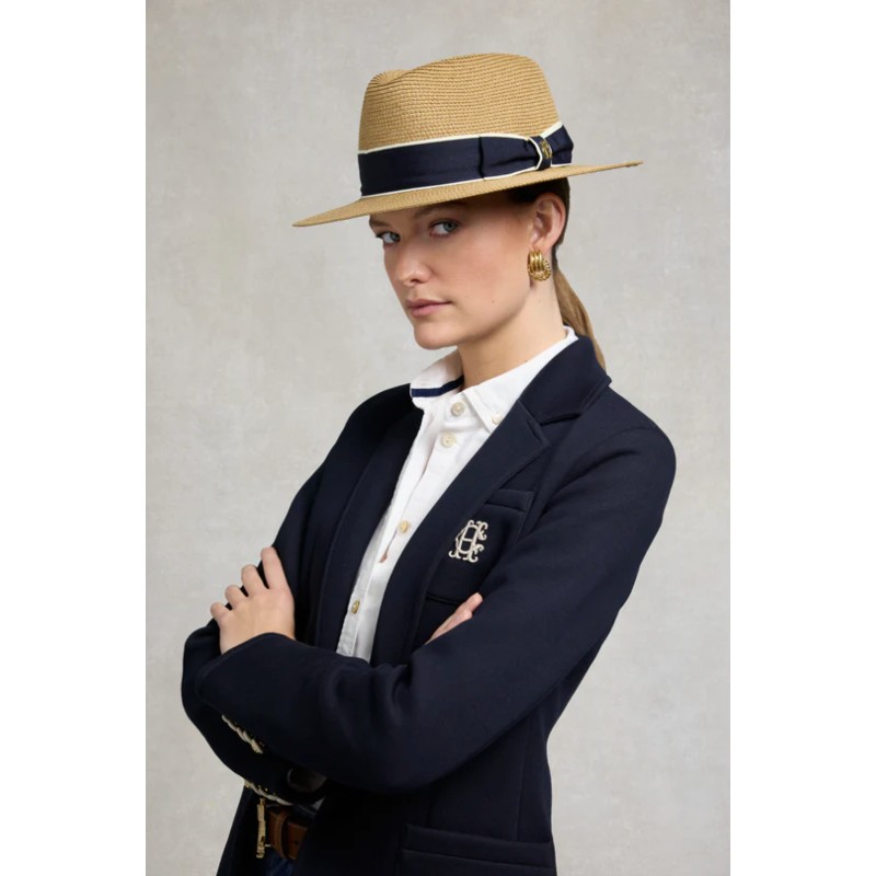 Francesca Hat - Camel/Navy Bow