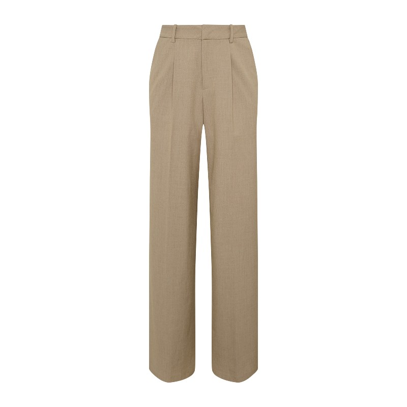 Pleated Wide Leg Trouser - Fawn