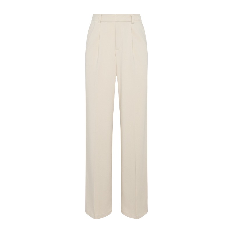 Pleated Wide Leg Trouser - Stone
