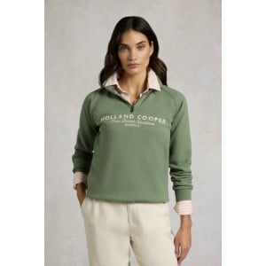Holland Cooper Sporting Goods Zip Henley - Sage