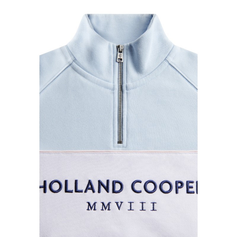 Sporting Heritage Zip Henley - Pale Blue