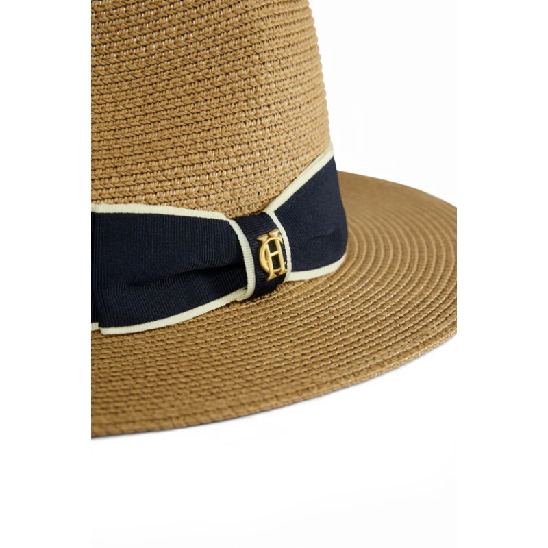 Francesca Hat - Camel/Navy Bow