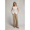 Pleated Wide Leg Trouser - Fawn