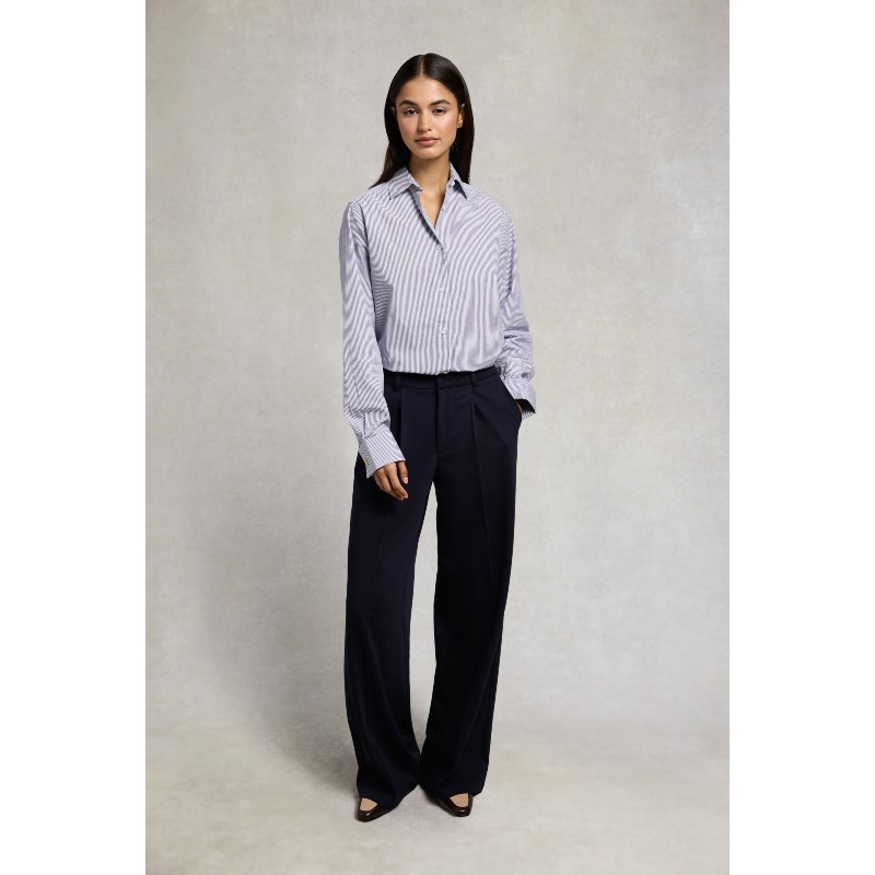 Pleated Wide Leg Trouser - Ink Navy