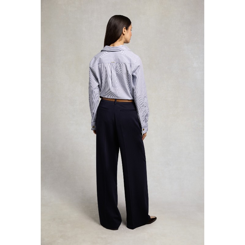 Pleated Wide Leg Trouser - Ink Navy