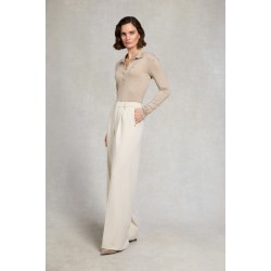 Holland Cooper Pleated Wide Leg Trouser - Stone