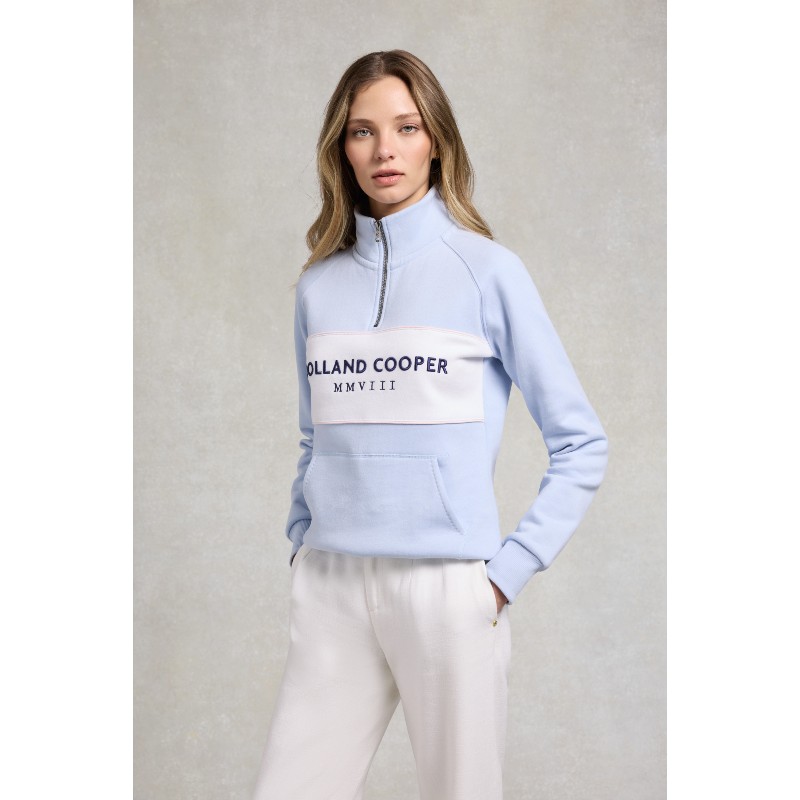 Sporting Heritage Zip Henley - Pale Blue