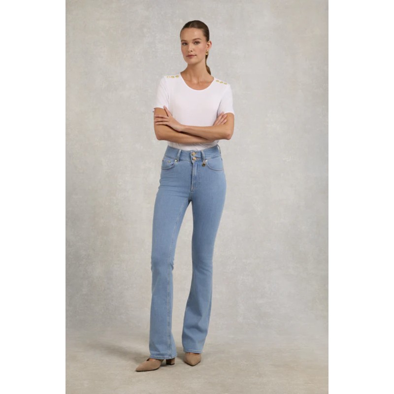 High Rise Flared Jean - Light Denim