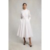 Aimee Collarless Broderie Dress - White