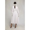 Aimee Collarless Broderie Dress - White
