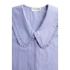 Clementine Ruffle Collar Shirt - Yacht Blue Stripe