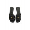 Heraldic Monogram Slides - Black Saffiano Leather