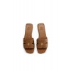 Heraldic Monogram Slides - Tan Saffiano Leather