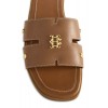 Heraldic Monogram Slides - Tan Saffiano Leather