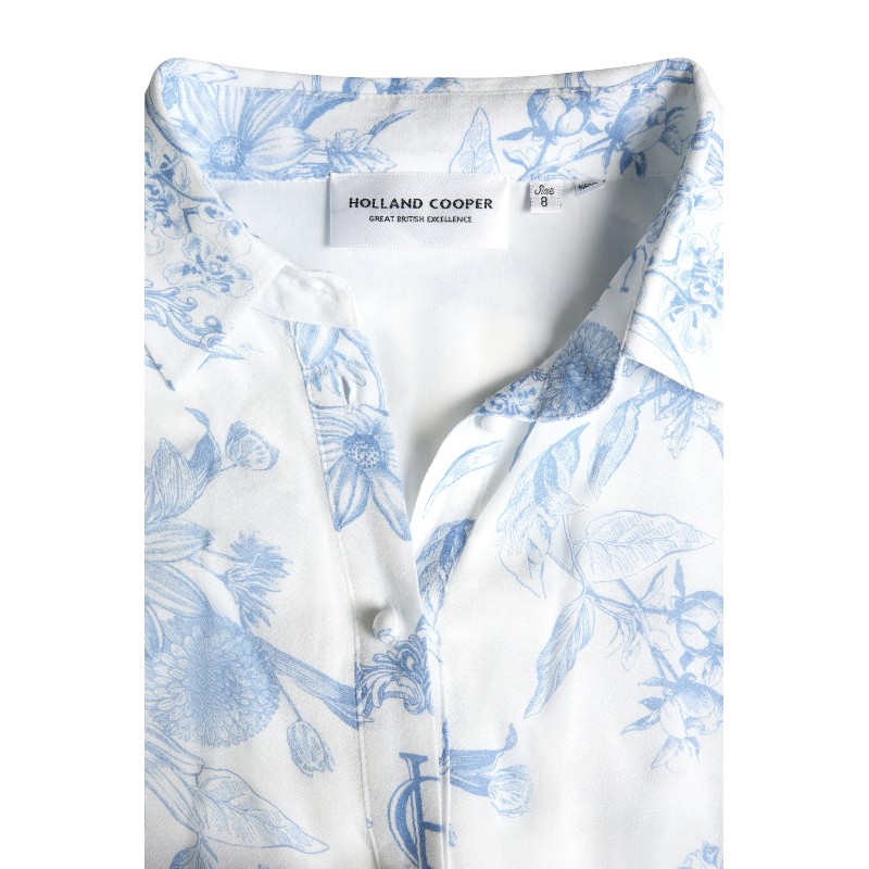 Paros Shirt Dress - English Blue Garden