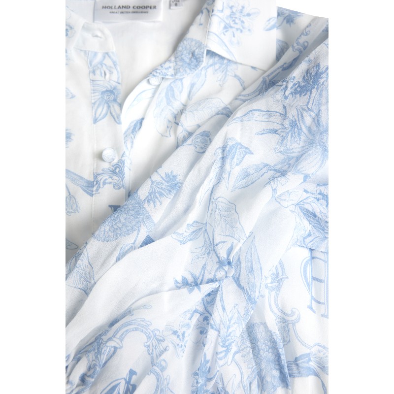 Paros Shirt Dress - English Blue Garden