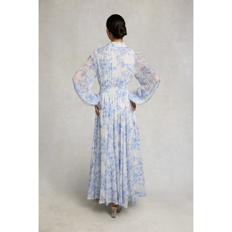 Paros Shirt Dress - English Blue Garden