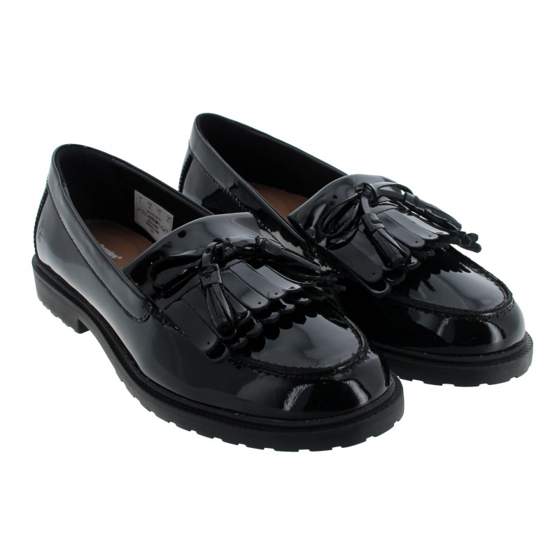 Verity Kiltie School Shoes - Black Patent
