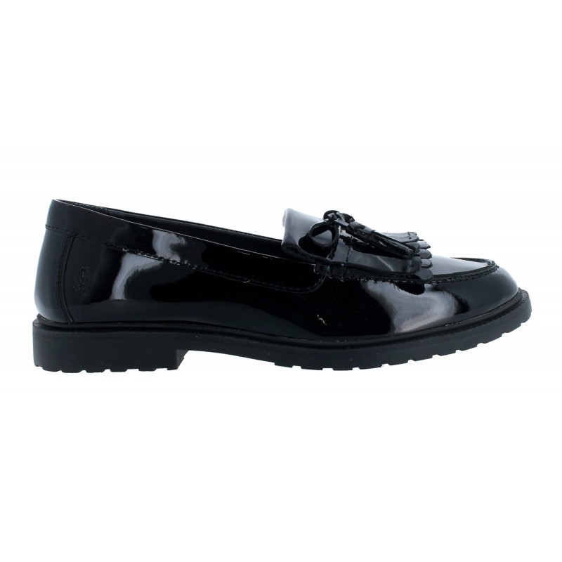 Verity Kiltie School Shoes - Black Patent