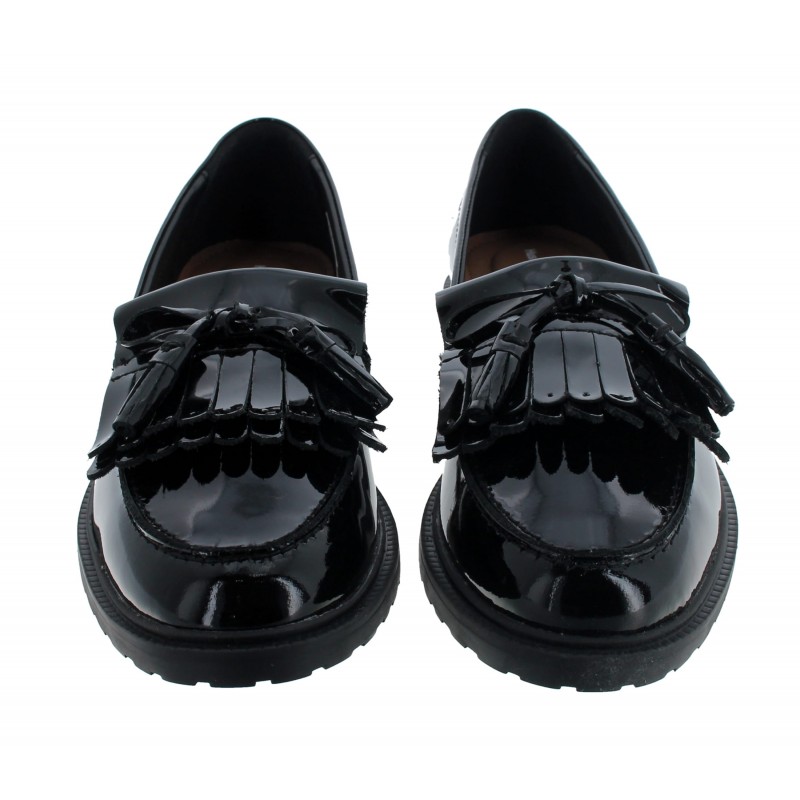 Verity Kiltie School Shoes - Black Patent